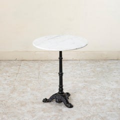 Mid-20th Century French Round Iron and Marble Bistro Table, Cafe Table