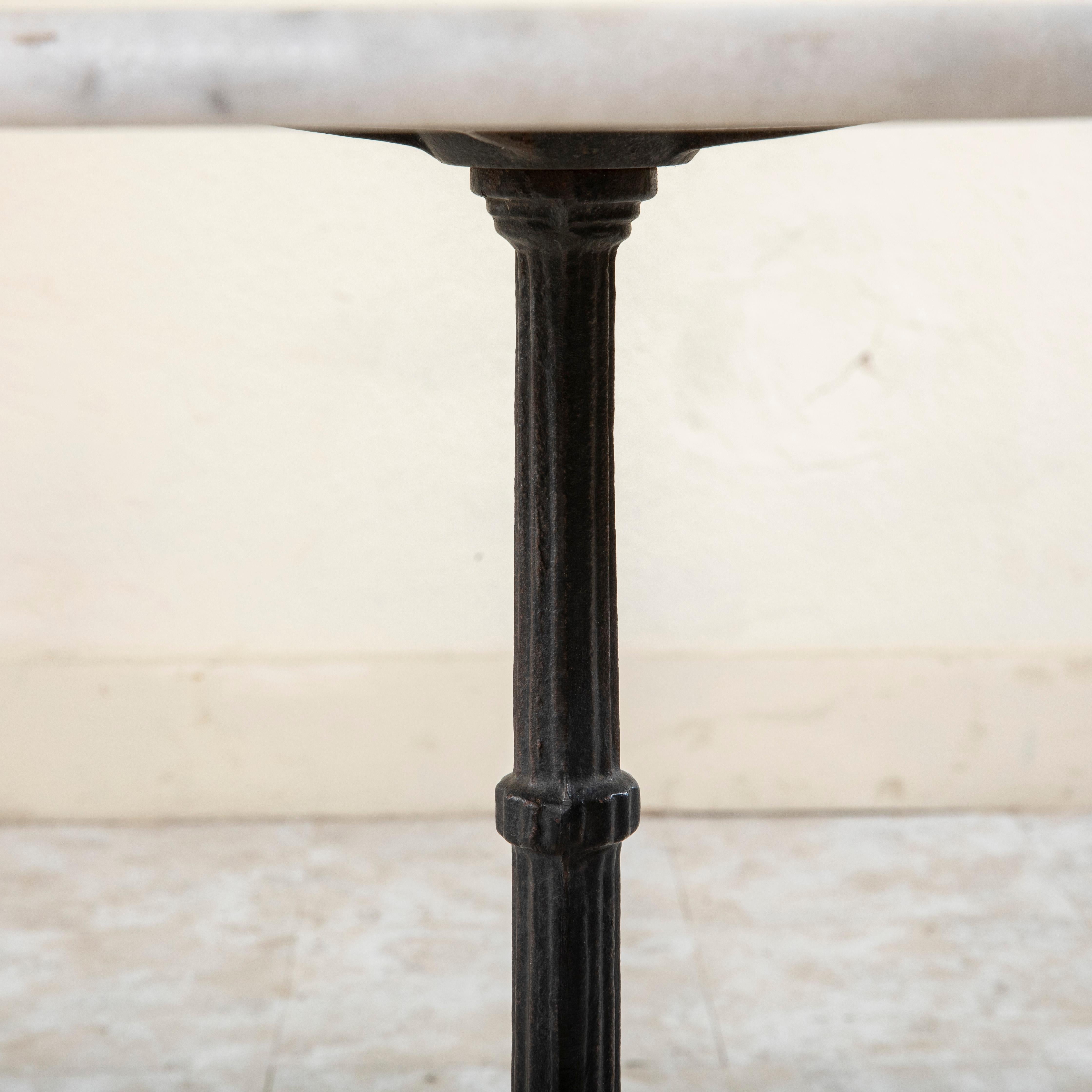 Mid-20th Century French Round Iron and Marble Bistro Table, Cafe Table 5
