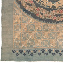 Mid-20th Century Light Blue Floral Medallion French Carpet