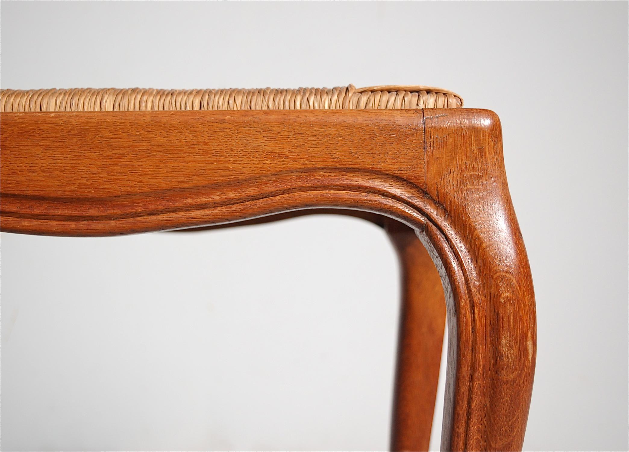 Mid-Century Modern Mid-20th Century French Rush Seat Stool For Sale