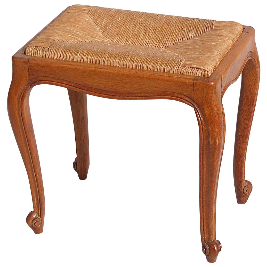 Mid-20th Century French Rush Seat Stool For Sale