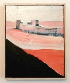 Paisaje desértico - Pintura abstracta francesa de mediados de siglo Témpera sobre lienzo