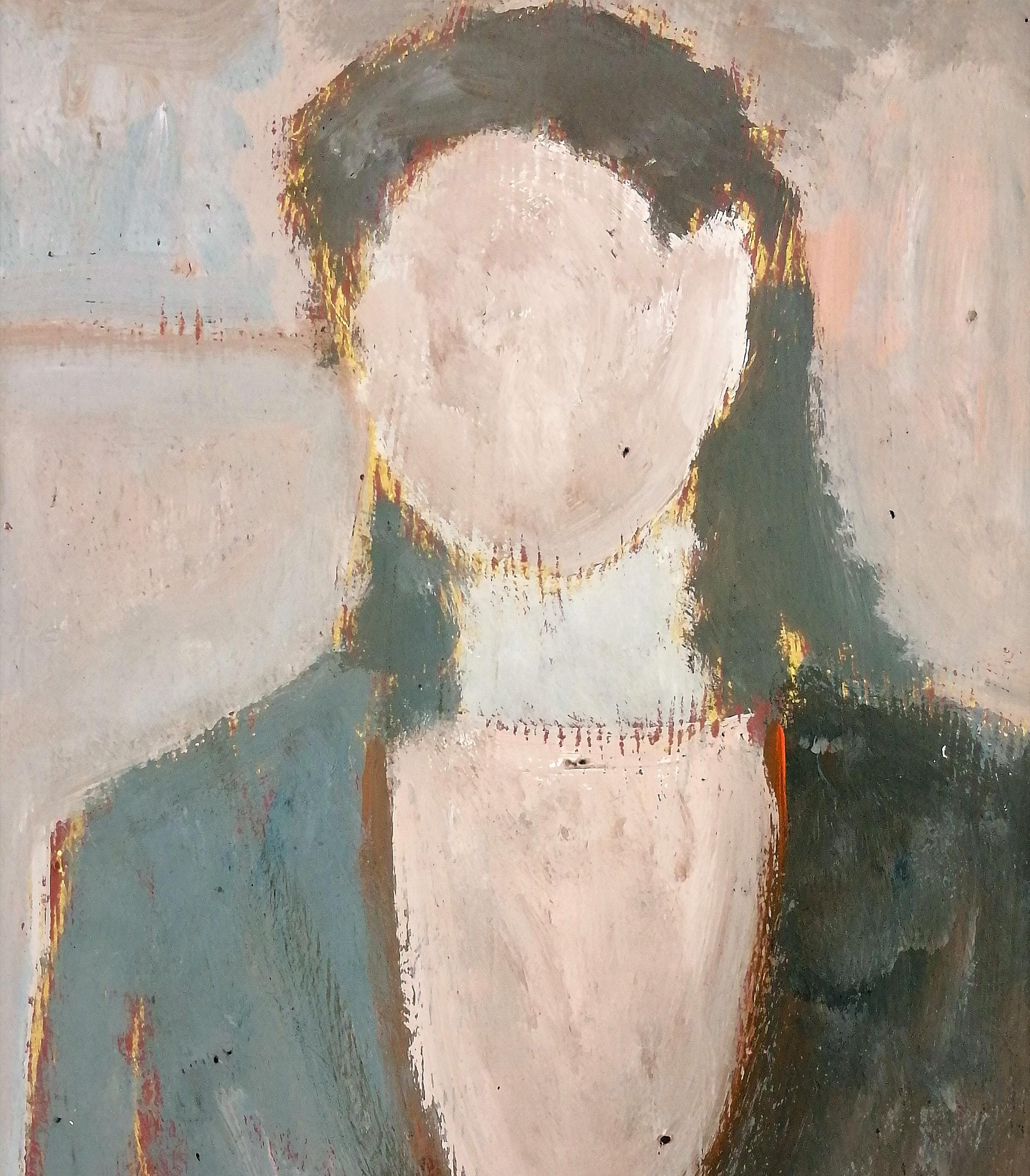 Porträt einer Dame - Französisches figuratives modernistisches Ölgemälde aus der Mitte des Jahrhunderts (Moderne), Painting, von Mid 20th Century French School 