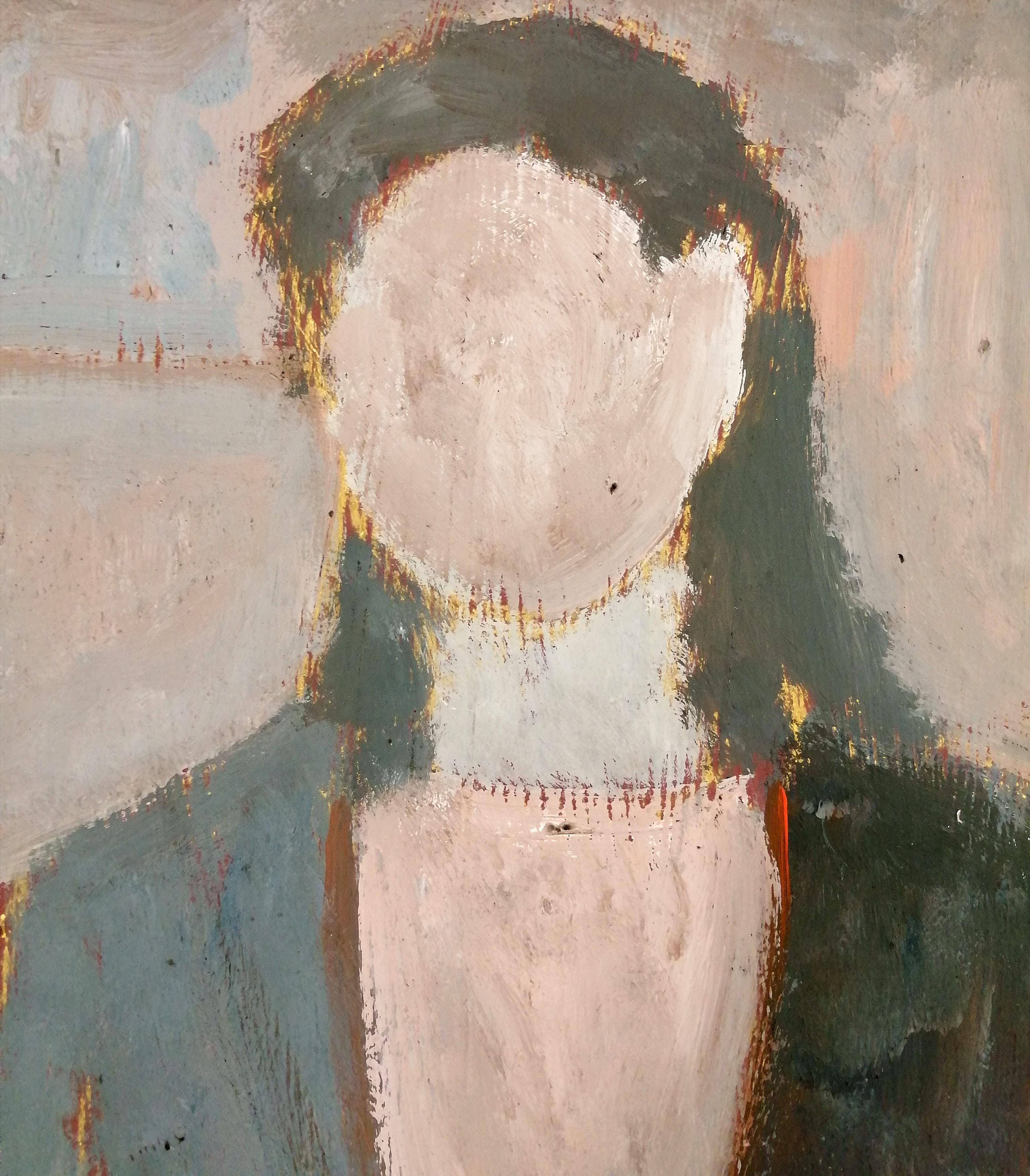 Porträt einer Dame - Französisches figuratives modernistisches Ölgemälde aus der Mitte des Jahrhunderts (Braun), Portrait Painting, von Mid 20th Century French School 