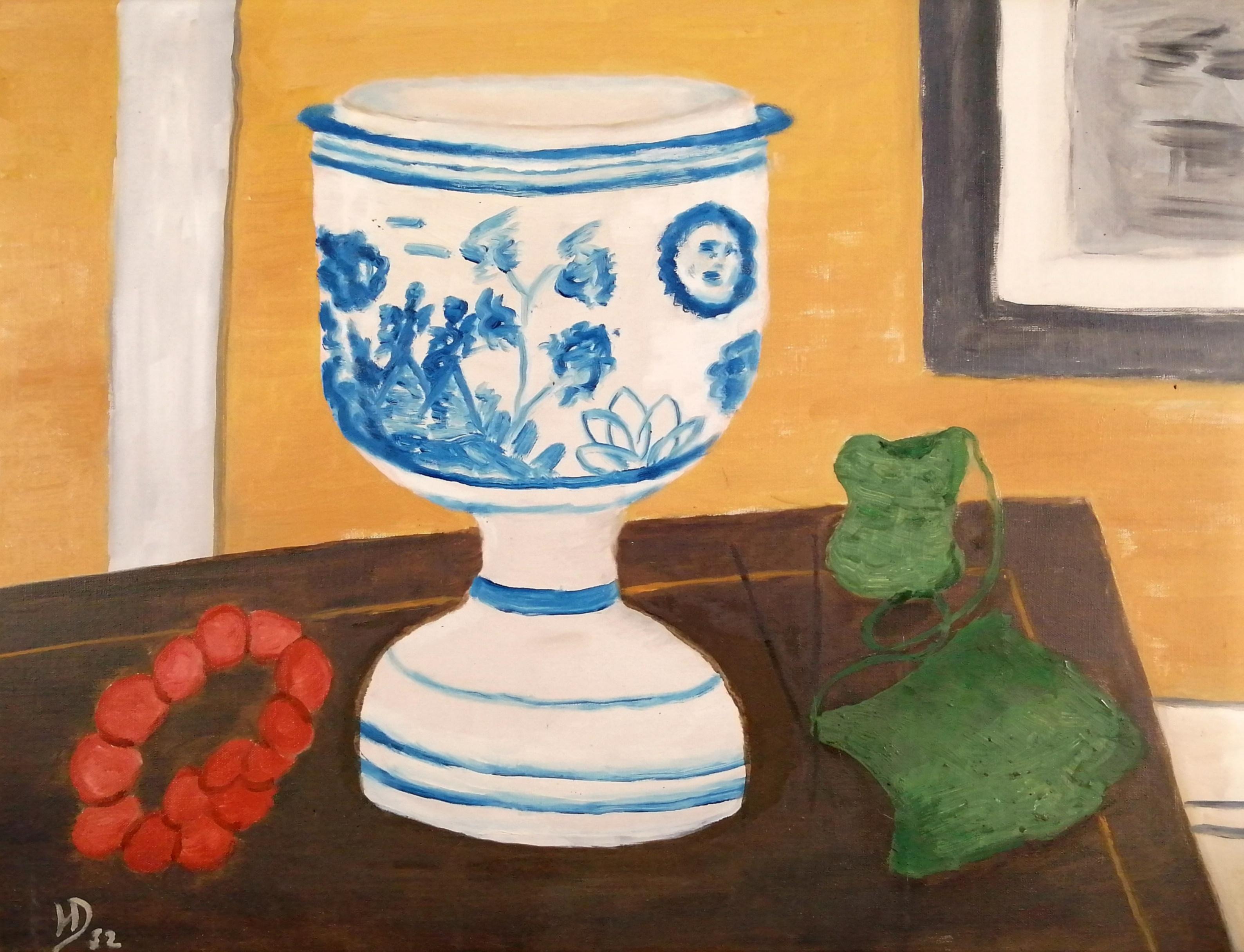 Table Still Life - Large Mid 20th Century French Oil on Canvas Modern Painting