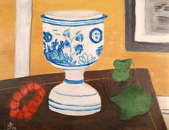 Bodegón de mesa - Gran pintura moderna francesa de mediados del siglo XX al óleo sobre lienzo