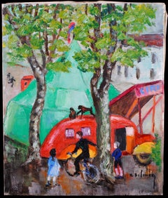 Circus - Mid 20th Century French Modernist Oil on Canvas Figurative Painting