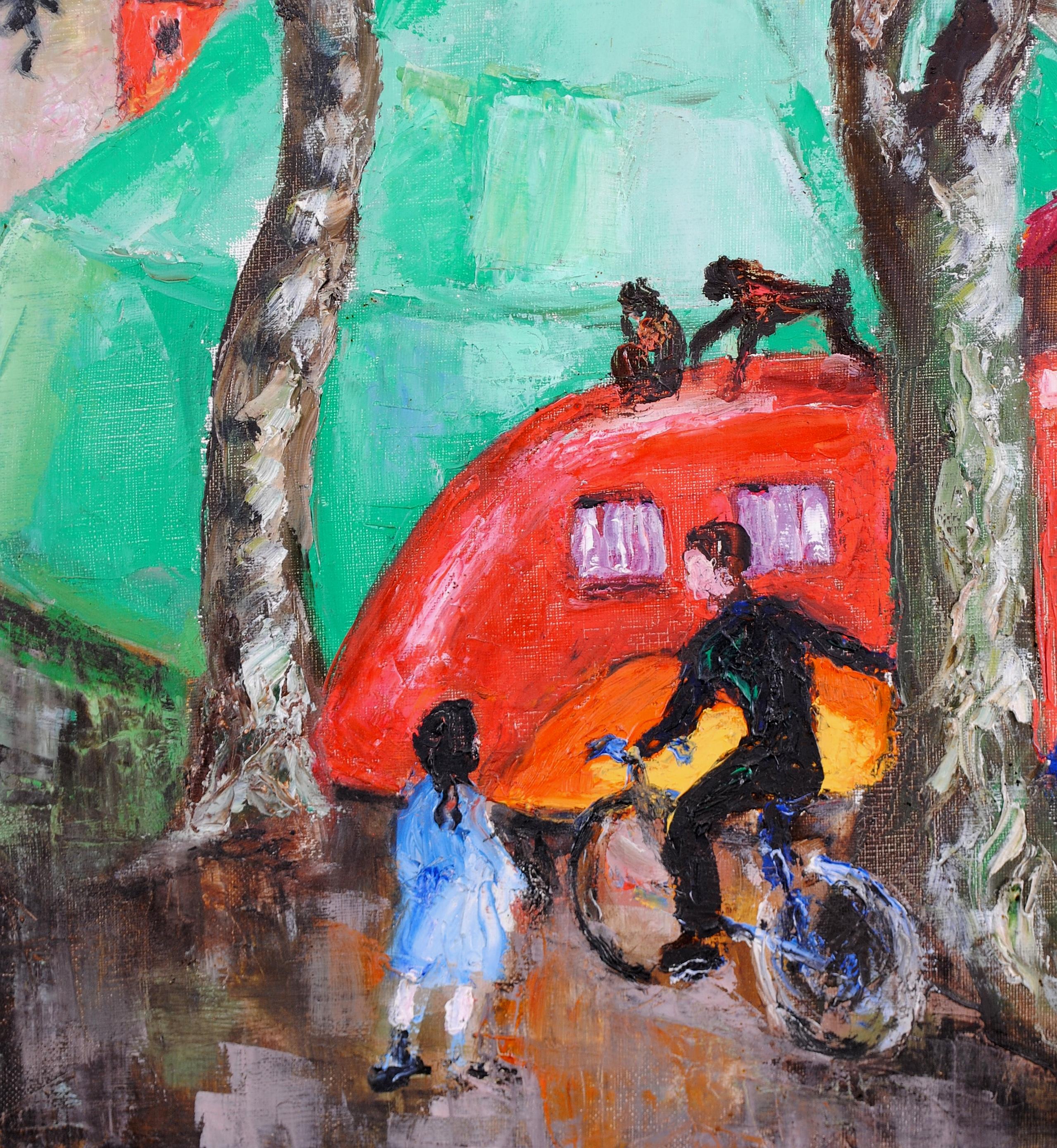 Circus - Französisches modernistisches Ölgemälde auf Leinwand, Figuratives Gemälde, Mitte des 20. Jahrhunderts im Angebot 2