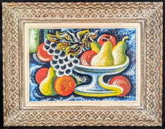 Fruit in a Bowl - Mid 20th Century French Post Impressionist Still Life Painting