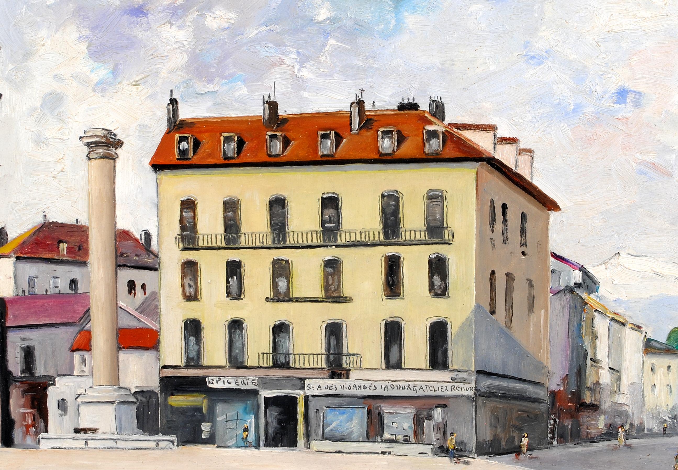 Un bellissimo olio su tavola naif francese degli anni '50 che raffigura Place de Metz a Grenoble, nel sud della Francia. Superba opera d'epoca che raffigura la famosa piazza. Presentato in una cornice dipinta.

Artista: Scuola francese, anni