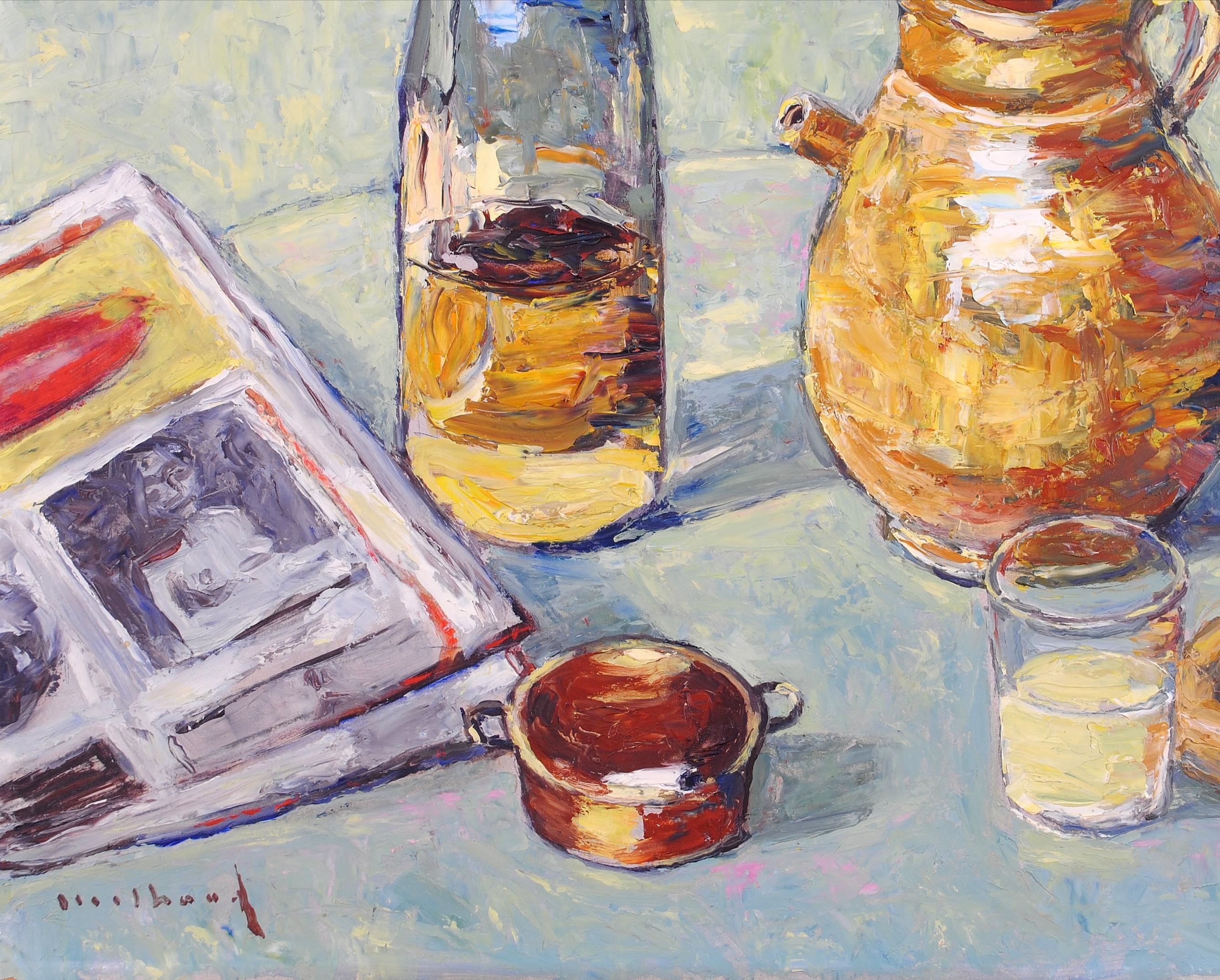 Le Pastis - Mid 20th Century French Impressionist Still Life Alcohol Painting For Sale 2
