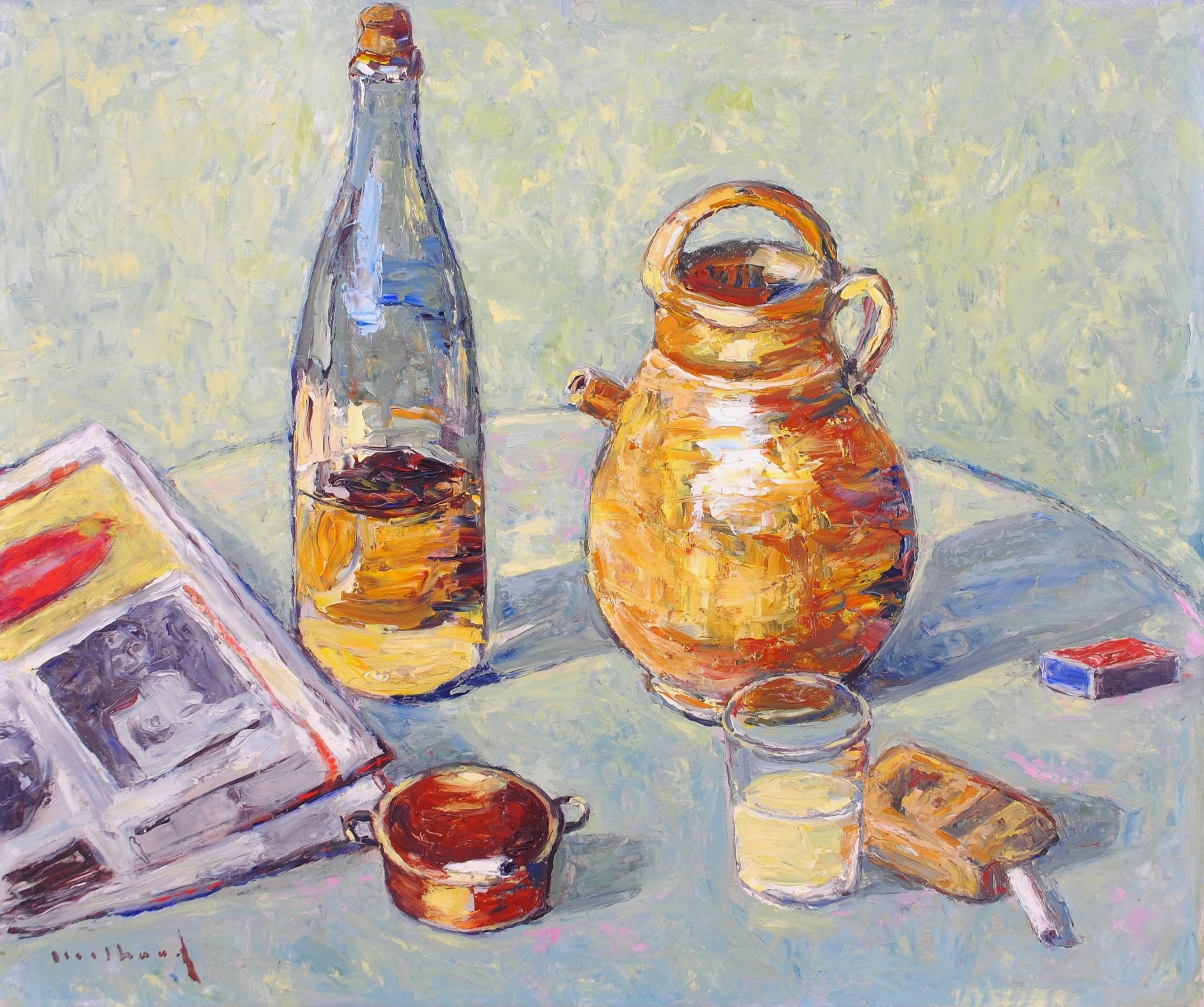 Mid 20th Century French School Still-Life Painting - Le Pastis - Mid 20th Century French Impressionist Still Life Alcohol Painting