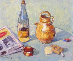 Le Pastis - Nature morte impressionniste française à l'alcool du milieu du 20e siècle