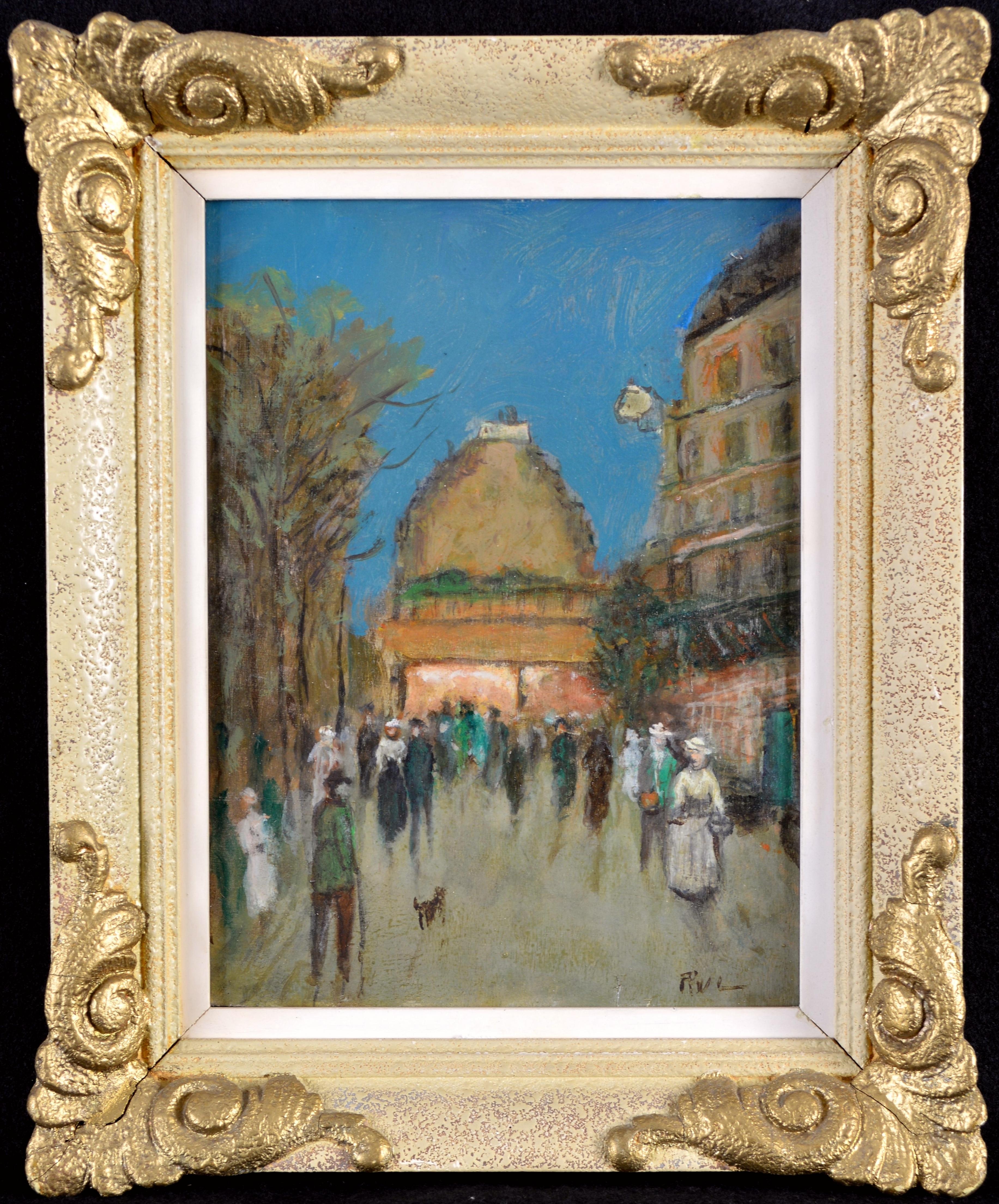 Parisian Evening - Mid 20th Century French Post Impressionist Paris Painting - Brown Landscape Painting by Mid 20th Century French School