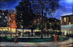 Place Pigalle - Mid 20th Century France Paris Street Modern French Oil Painting