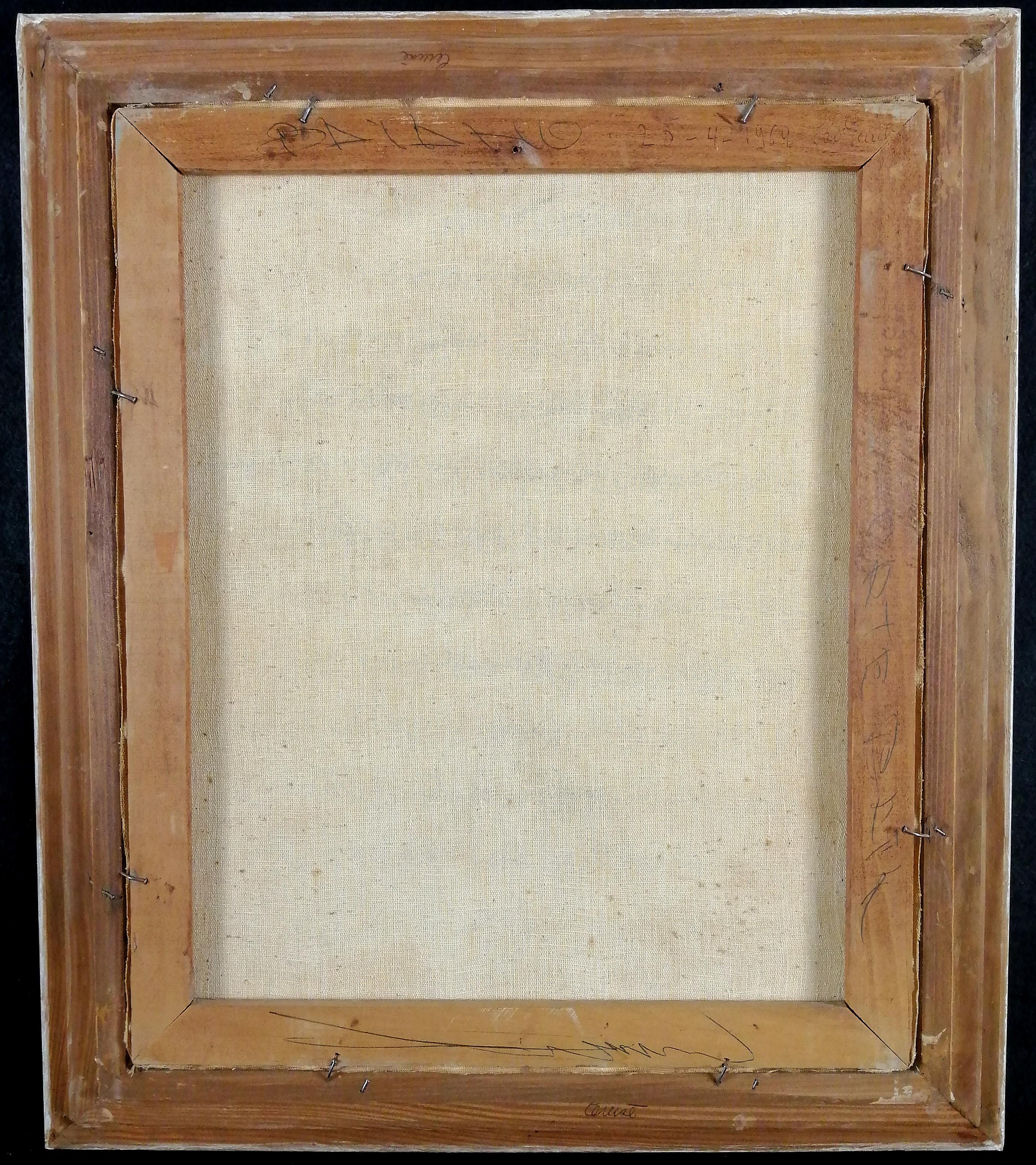 Retrato de un hombre negro - Pintura francesa al óleo sobre lienzo de mediados del siglo XX en venta 1