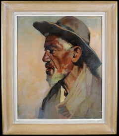 Portrait of a Black Man - Mid 20th Century French Oil on Canvas Painting