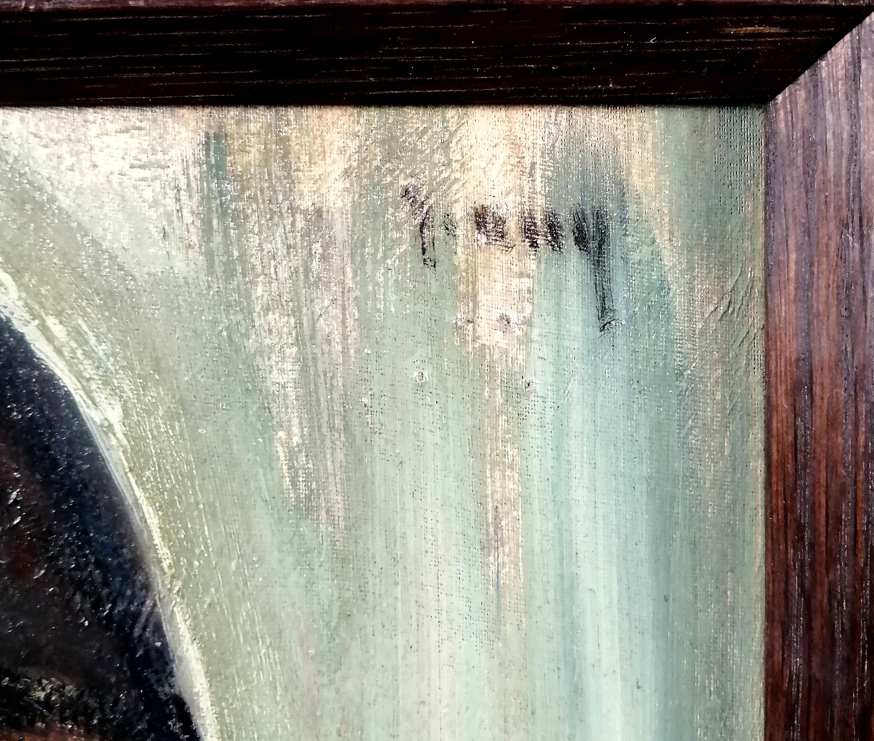 Porträt einer schwarzen Frau - Mitte des 20. Jahrhunderts Französisch Öl auf Karton Gemälde (Braun), Portrait Painting, von Mid 20th Century French School