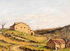 Provence Landscape - Mid 20th Century French Impressionist Oil Canvas Painting