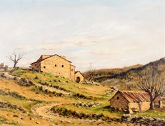 Provence Landscape - Mid 20th Century French Impressionist Oil Canvas Painting