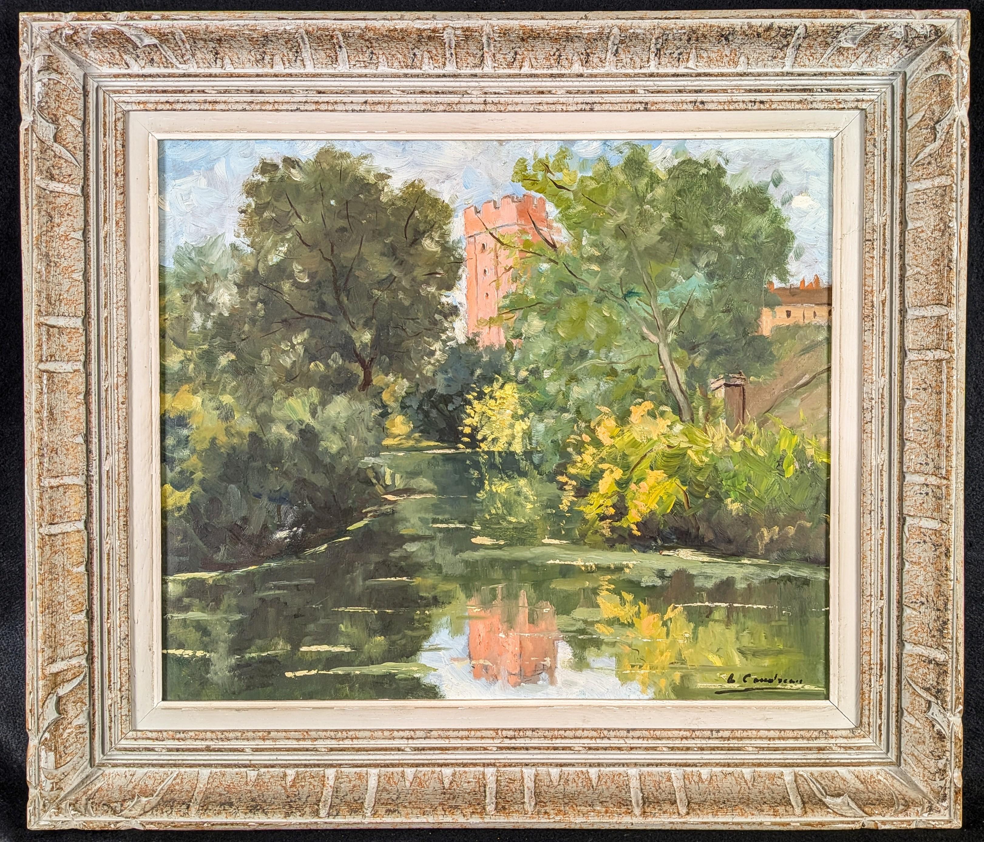Landscape Painting Mid 20th Century French School - Paysage de rivière Tranquil - Peinture à l'huile française du milieu du 20e siècle