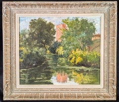 Tranquil River Landscape - Mid 20th Century French Landscape Oil Painting