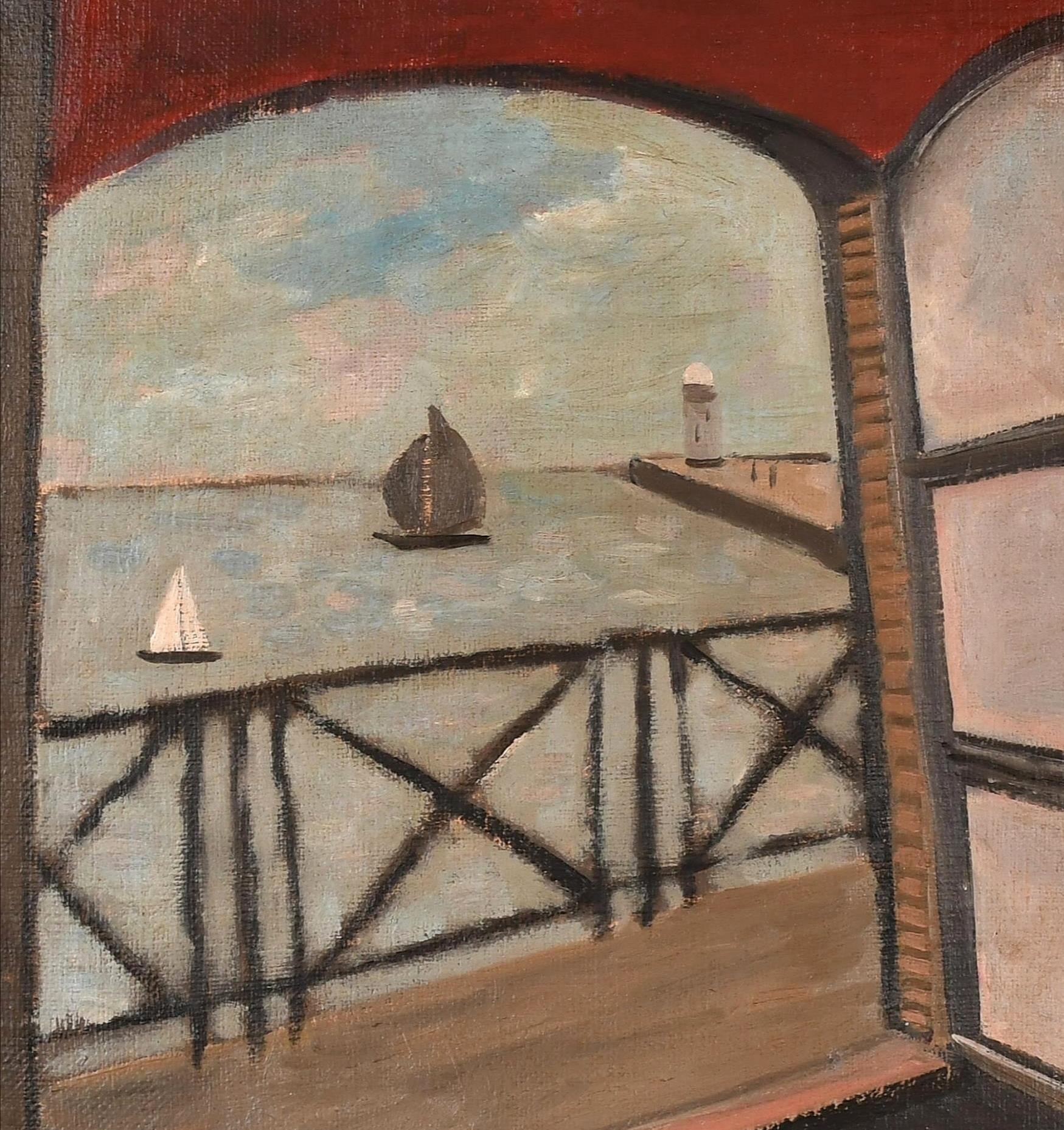 Vista al mar - Pintura al óleo postimpresionista francesa de mediados del siglo XX - Painting Posimpresionista de Mid 20th Century French School
