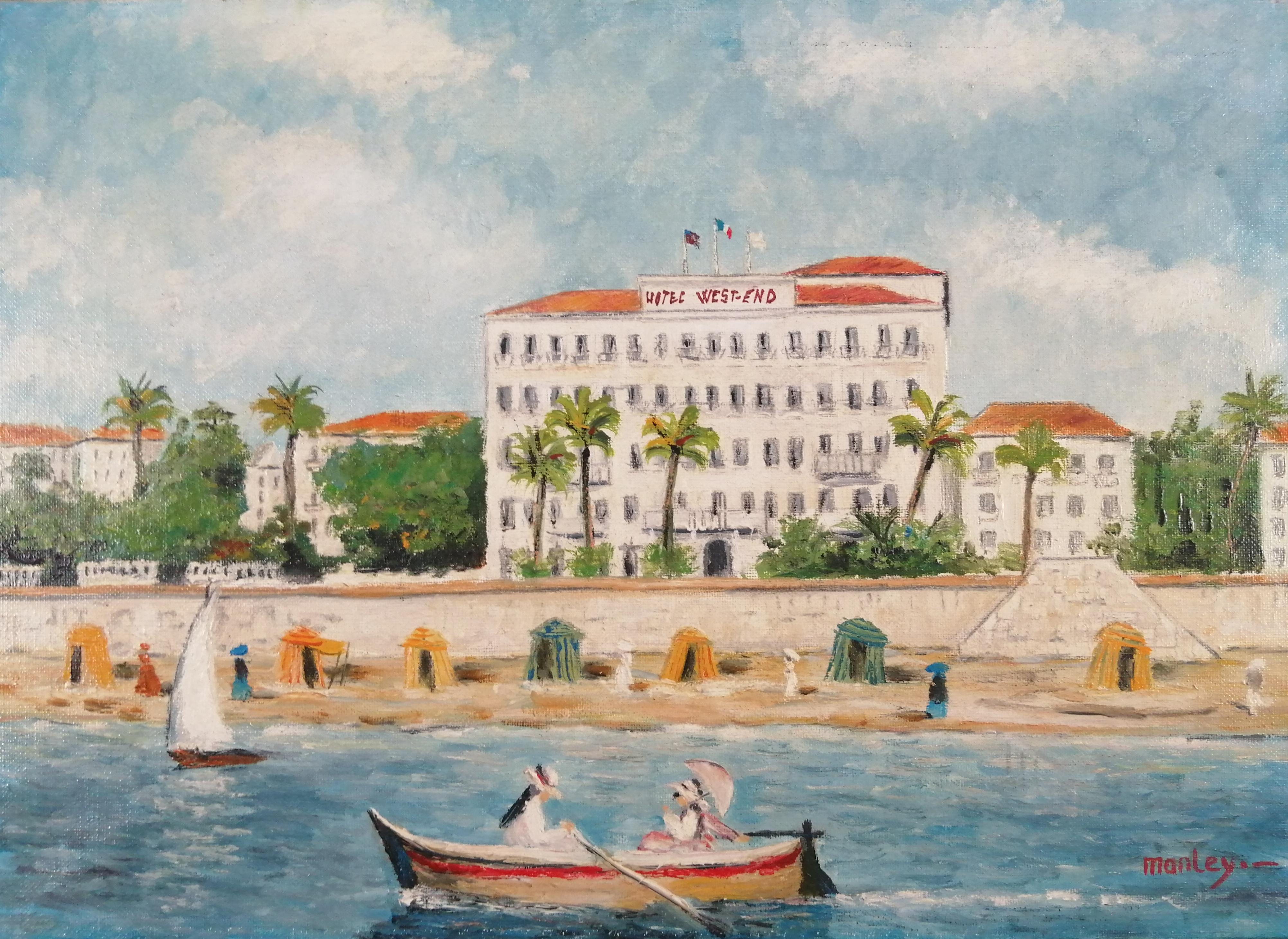 West End Hotel, Nizza - Mitte des 20. Jahrhunderts Französisch Südfrankreich Riviera Ölgemälde – Painting von Mid 20th Century French School