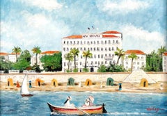 West End Hotel, Nice - Mid 20th Century French South France Riviera Oil Painting