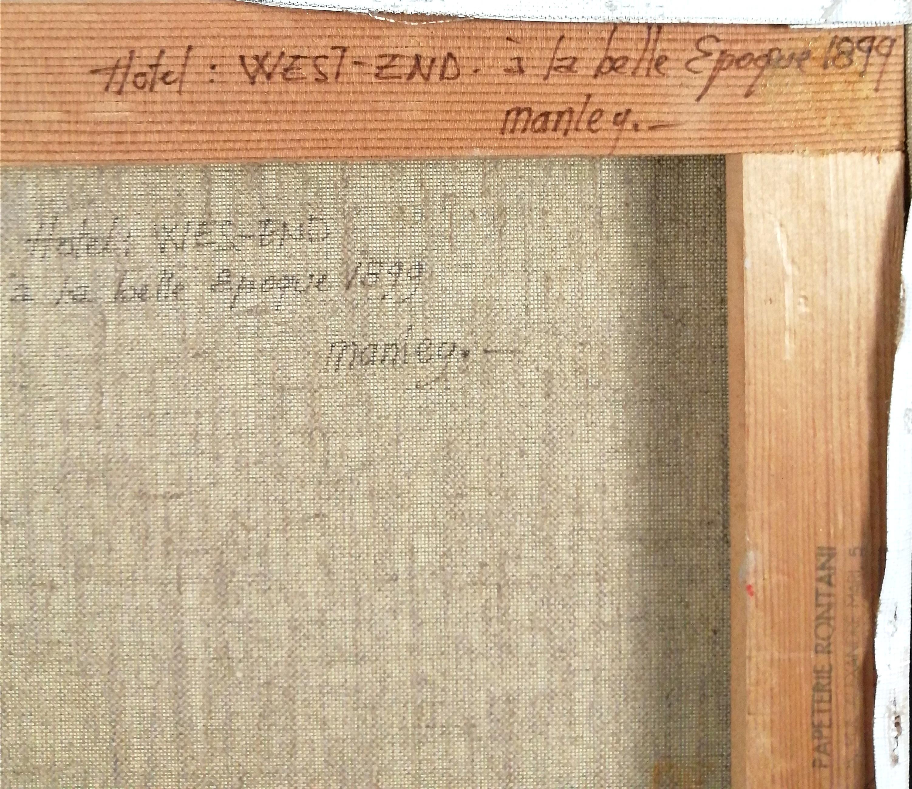 West End Hotel, Nizza - Mitte des 20. Jahrhunderts Französisch Südfrankreich Riviera Ölgemälde im Angebot 5