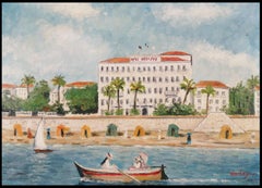 West End Hotel, Nizza - Mitte des 20. Jahrhunderts Französisch Südfrankreich Riviera Ölgemälde