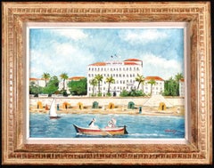 West End Hotel, Nice - Peinture à l'huile de la Côte d'Azur du milieu du 20e siècle