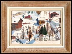 Winterlandschaft - Französisches postimpressionistisches Ölgemälde aus der Mitte des 20.