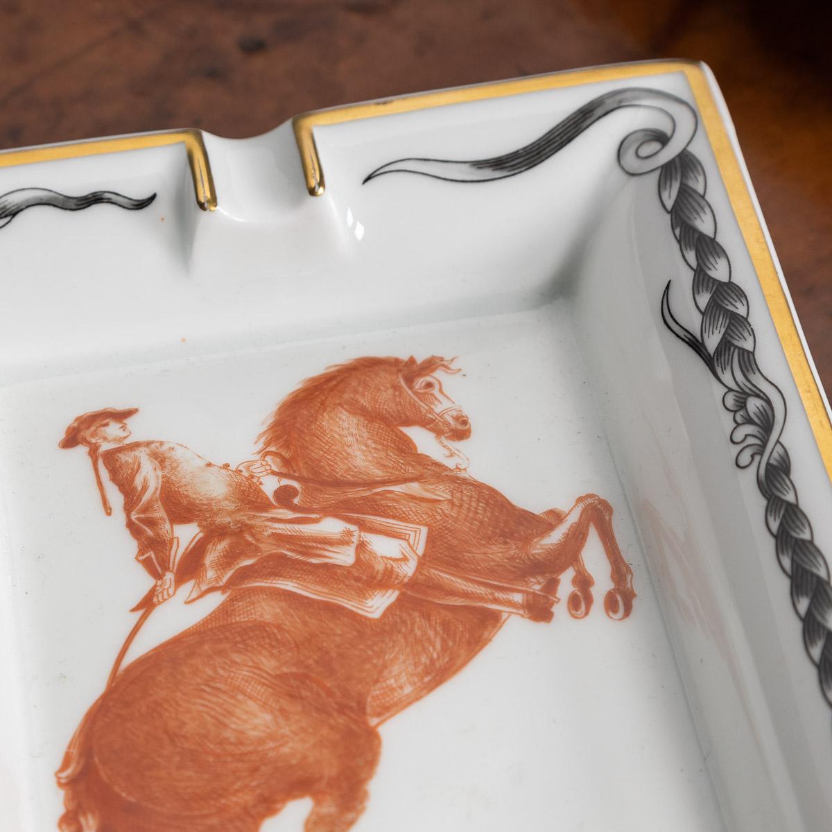 Ceramic Mid-20th Century French Set of Four Equestrian Ash Trays by Hermès