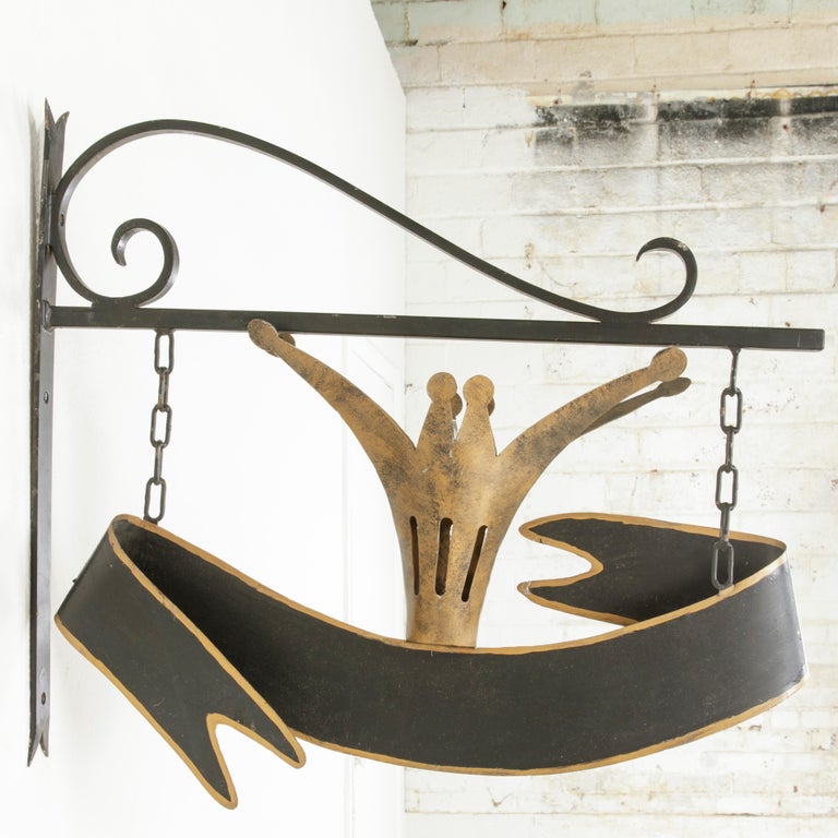 Mid-20th Century French Sign with Crown and Banner on ...