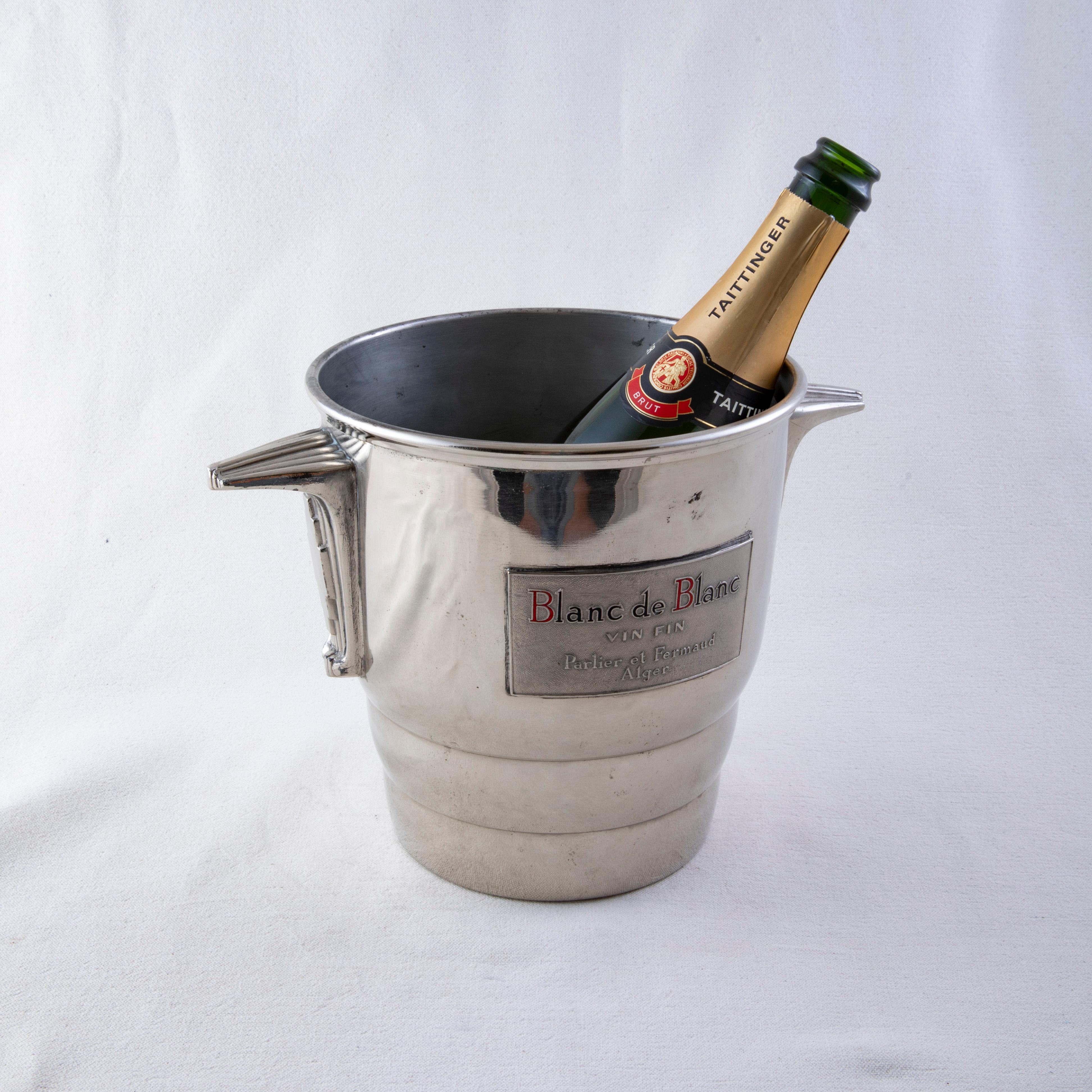 Mid 20th Century French Silver Plate Champagne Bucket, Blanc de Blanc For Sale 11