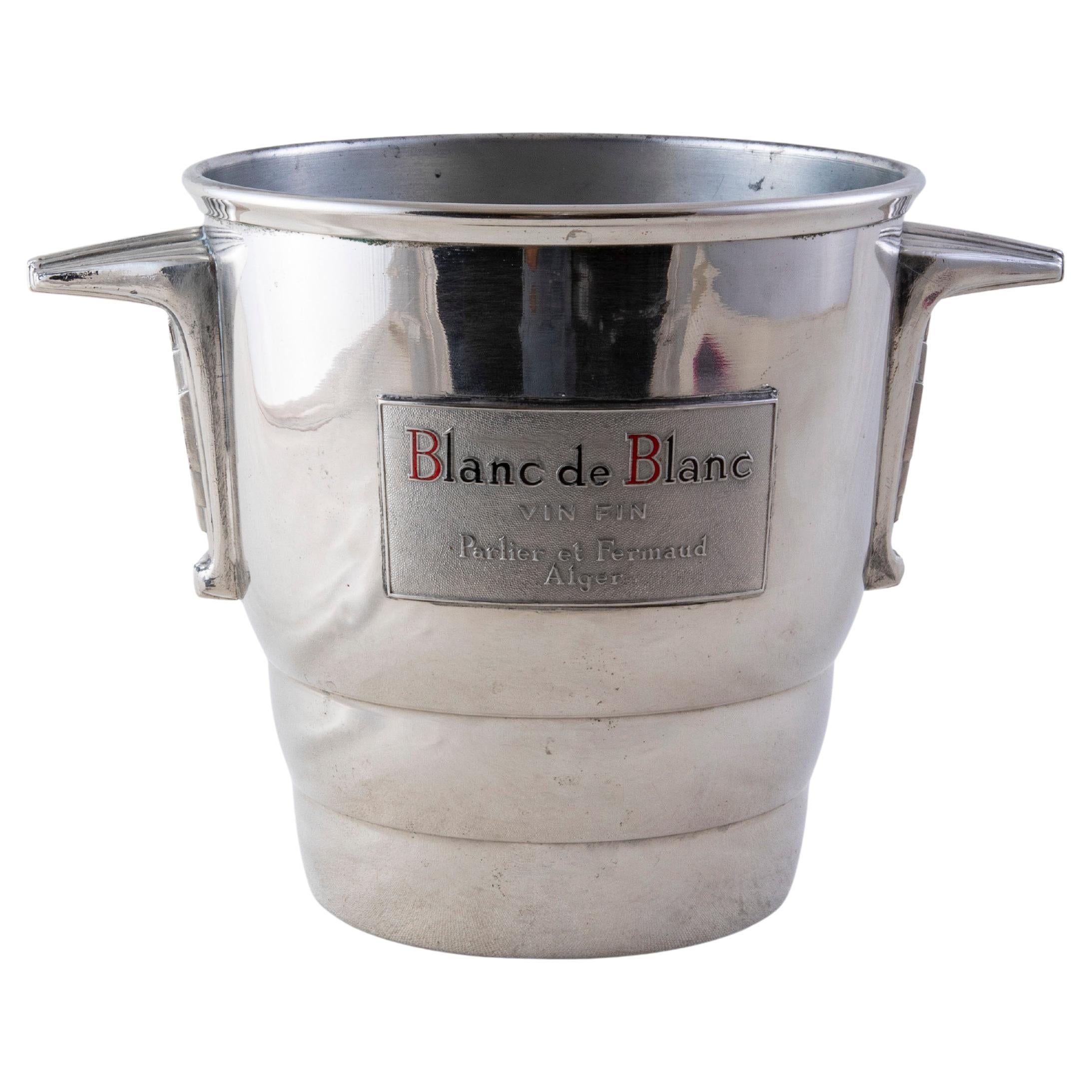 Mid 20th Century French Silver Plate Champagne Bucket, Blanc de Blanc For Sale