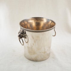 Mid-20th Century French Silver Plate Champagne Bucket, Lion Handles