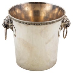 Mid-20th Century French Silver Plate Champagne Bucket, Lion Handles
