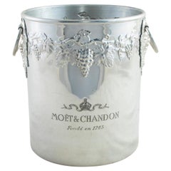 Vintage Mid-20th Century French Silver Plate Champagne Bucket Marked Moet et Chandon