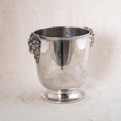 Mid 20th Century French Silver Plate Champagne Bucket, Ram's Heads