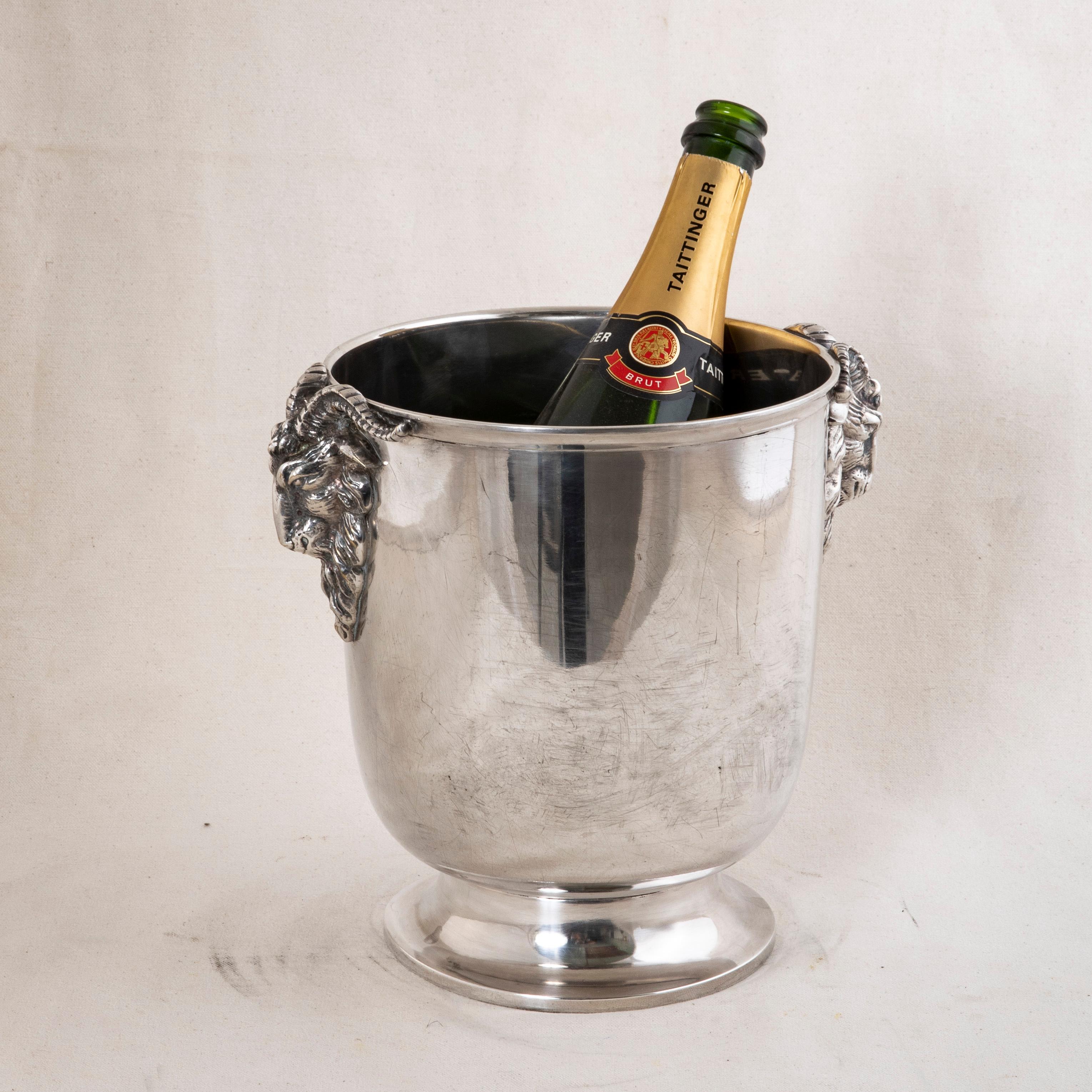 Mediados del siglo XX French mid 20th Plate Champagne Bucket, cabezas de carnero en venta 2