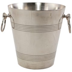 Retro Mid-20th Century French Silver Plate Champagne Bucket, Wine Chiller Ring Handles