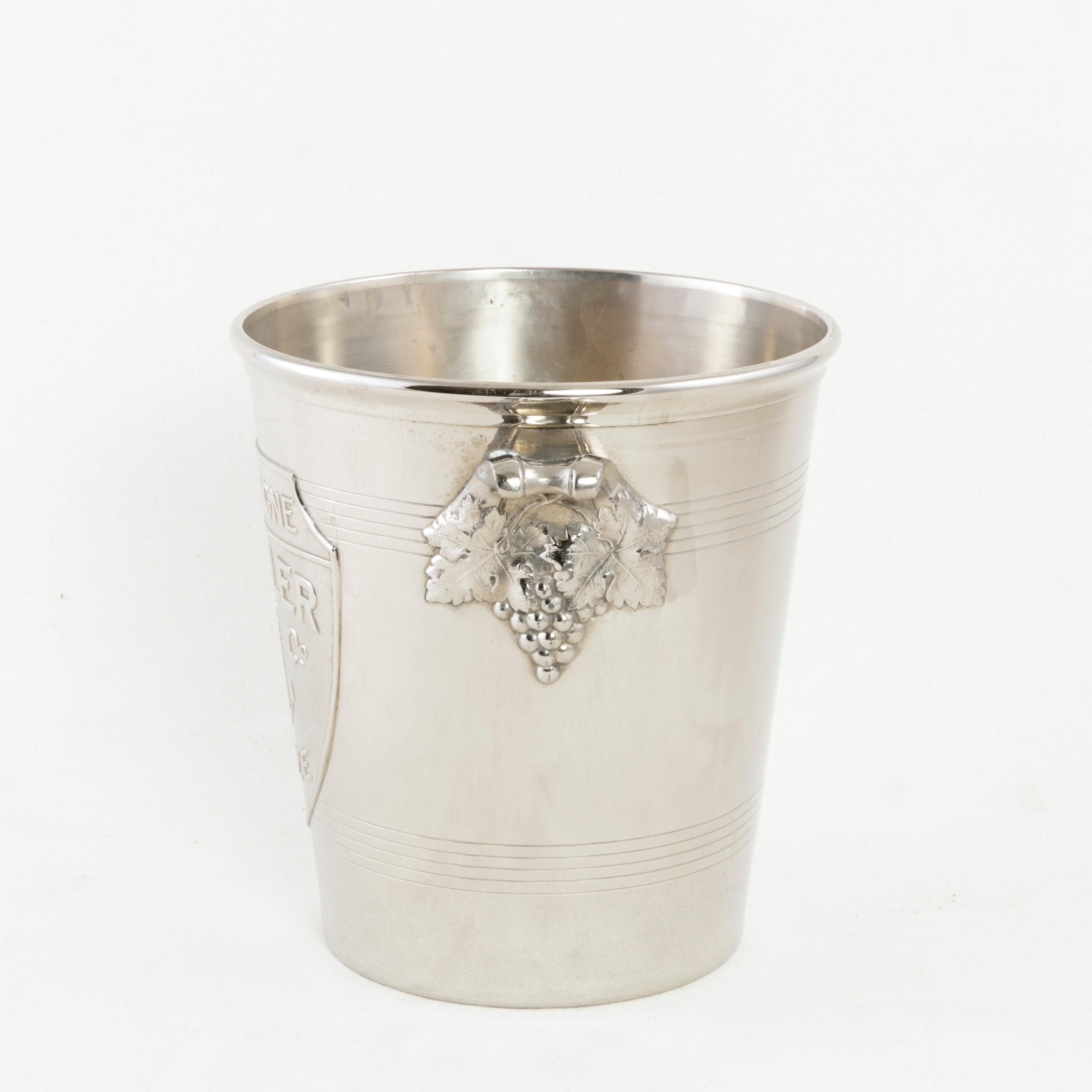 Mid-20th Century French Silver Plate Champagne Bucket, Wine Chiller with Anchor In Good Condition In Fayetteville, AR