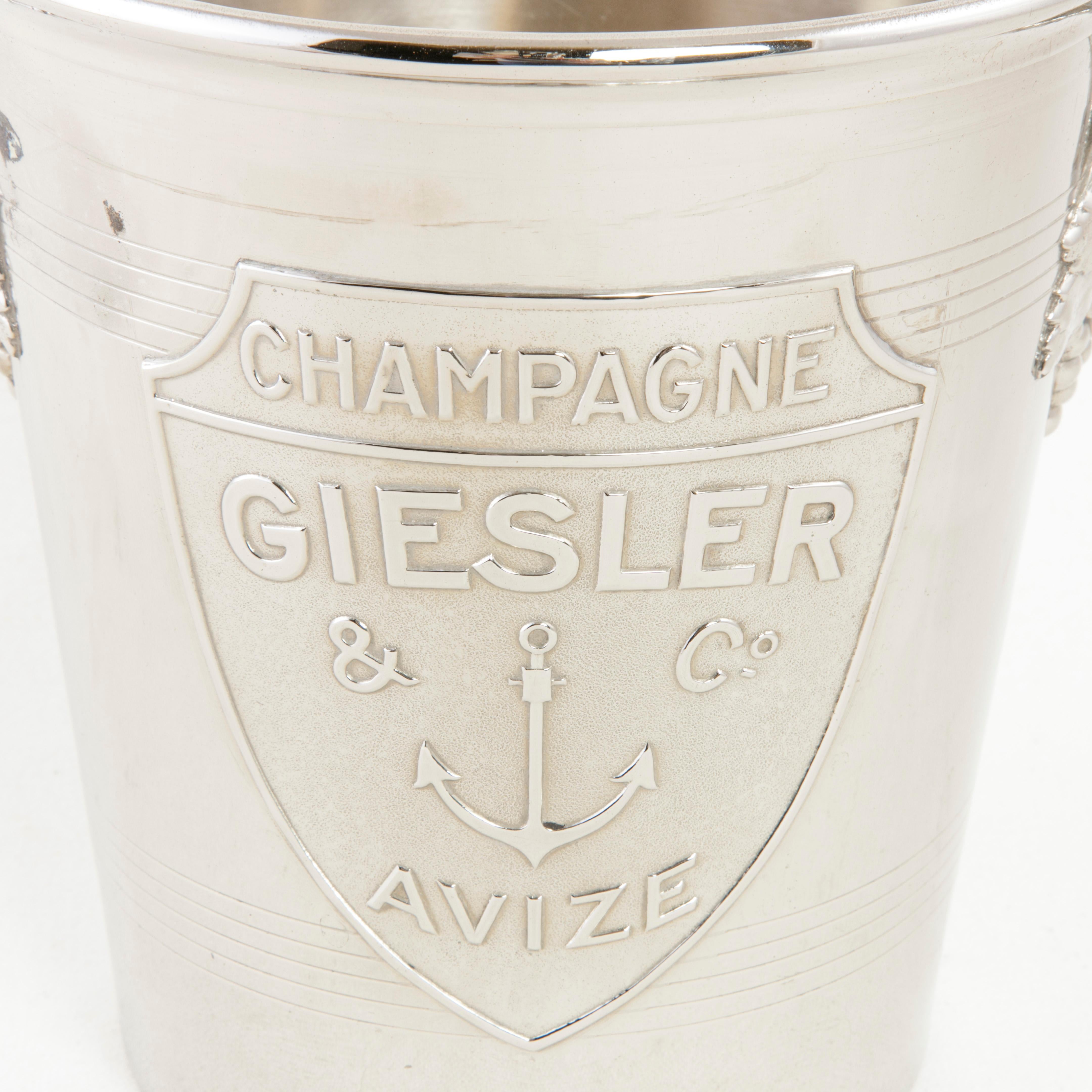 Mid-20th Century French Silver Plate Champagne Bucket, Wine Chiller with Anchor 3