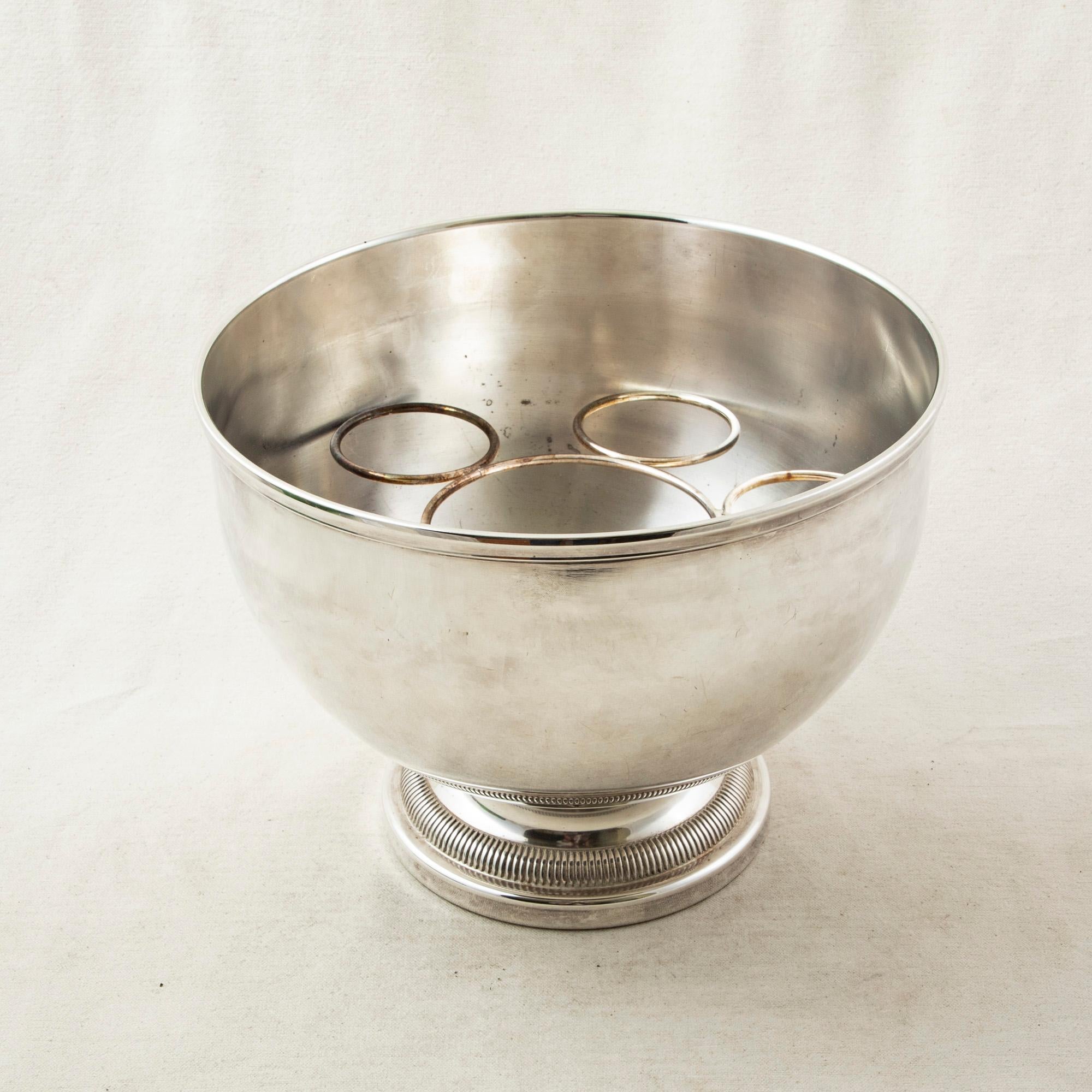 Mid-20th Century French Silver Plate Champagne Bucket with Flute Insert 1