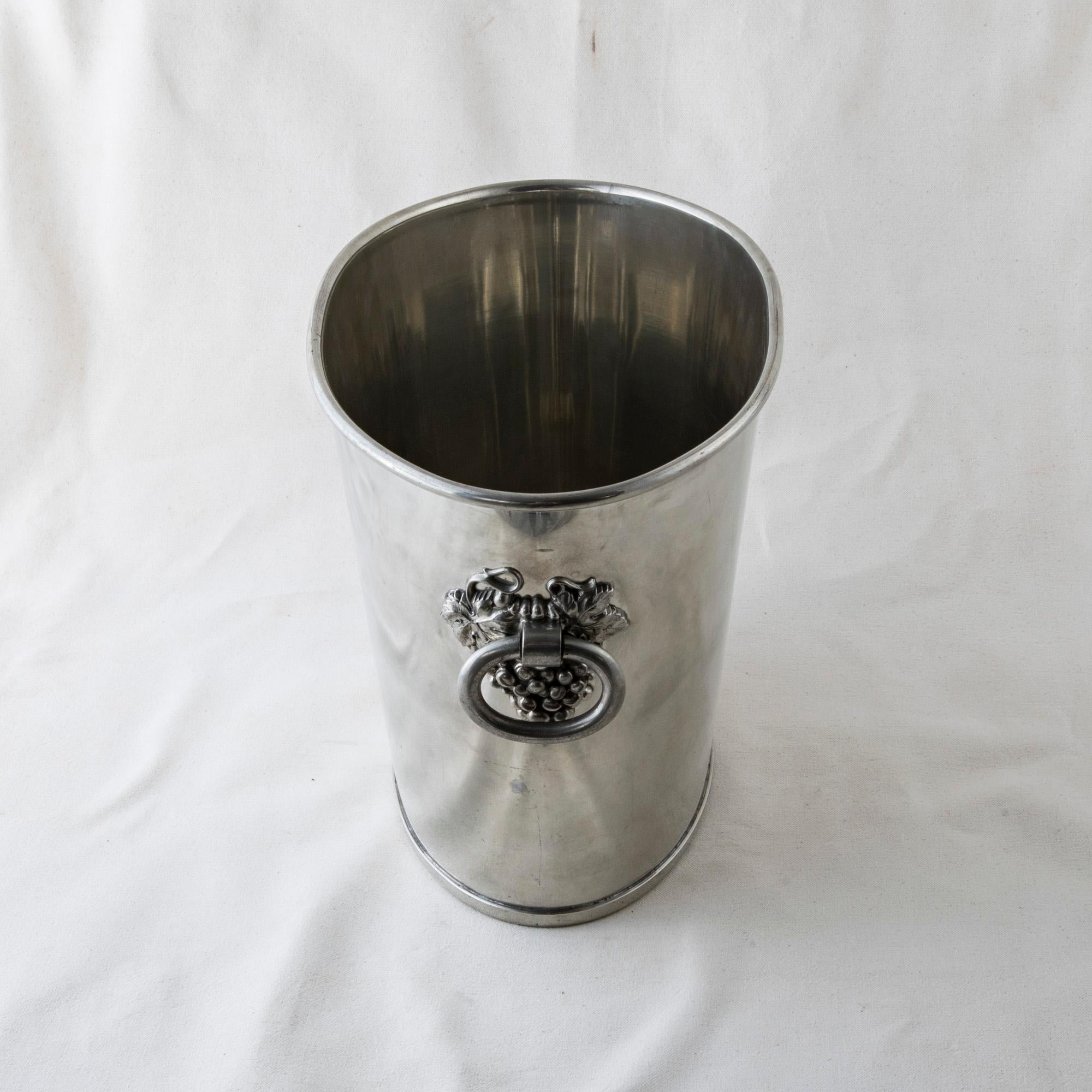 Mid-Century Modern Mid-20th Century French Silver Plate Champagne Bucket with Grape Handles