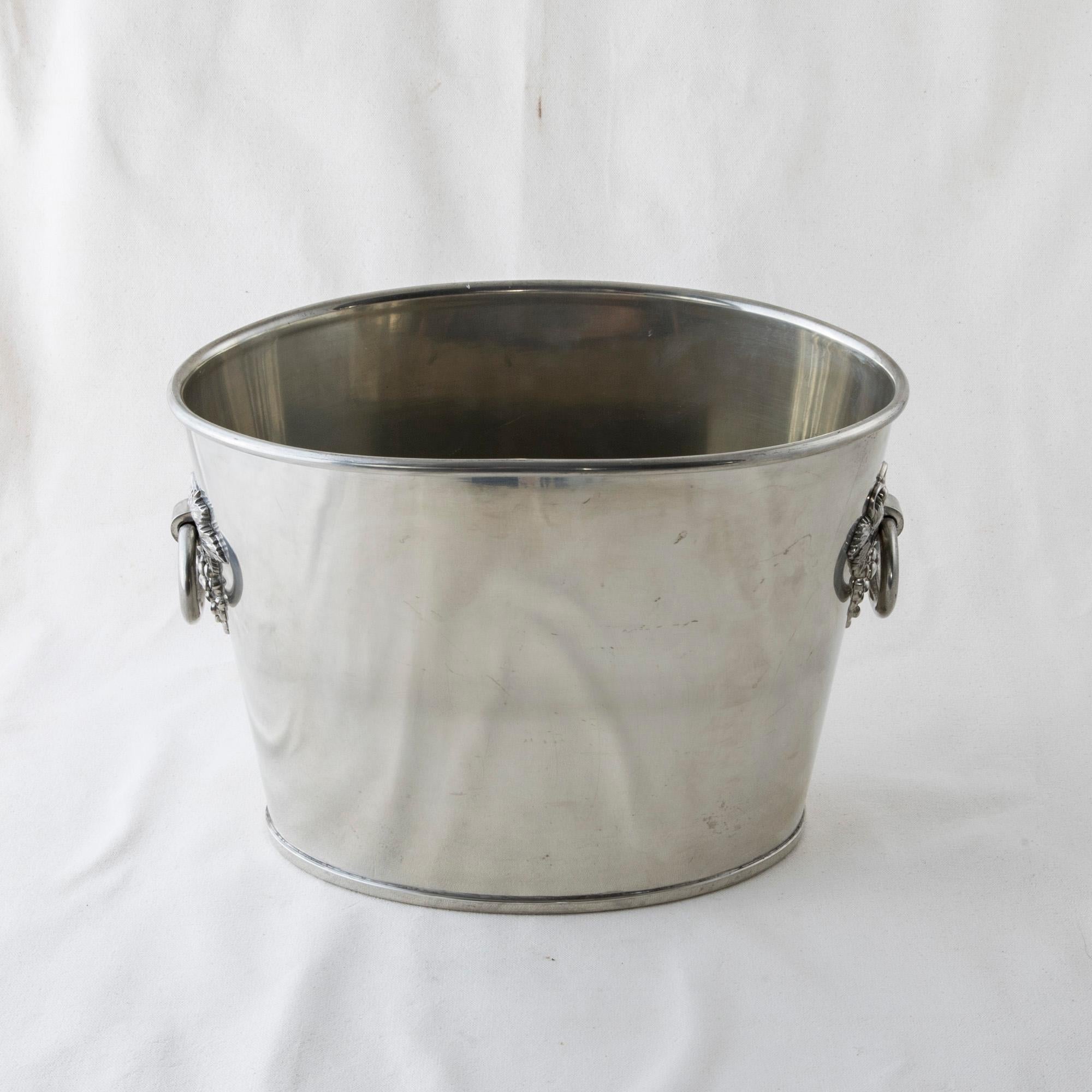 Mid-20th Century French Silver Plate Champagne Bucket with Grape Handles In Good Condition In Fayetteville, AR