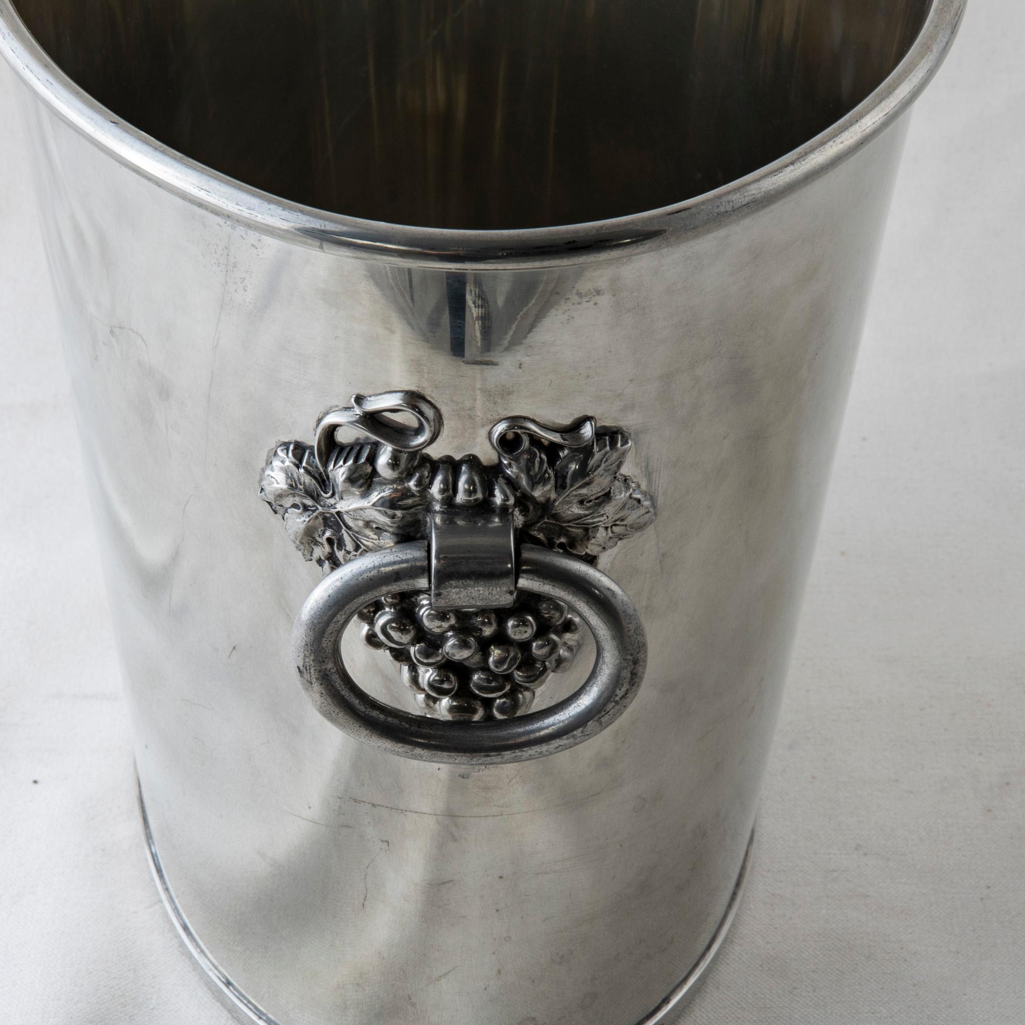 Mid-20th Century French Silver Plate Champagne Bucket with Grape Handles 2