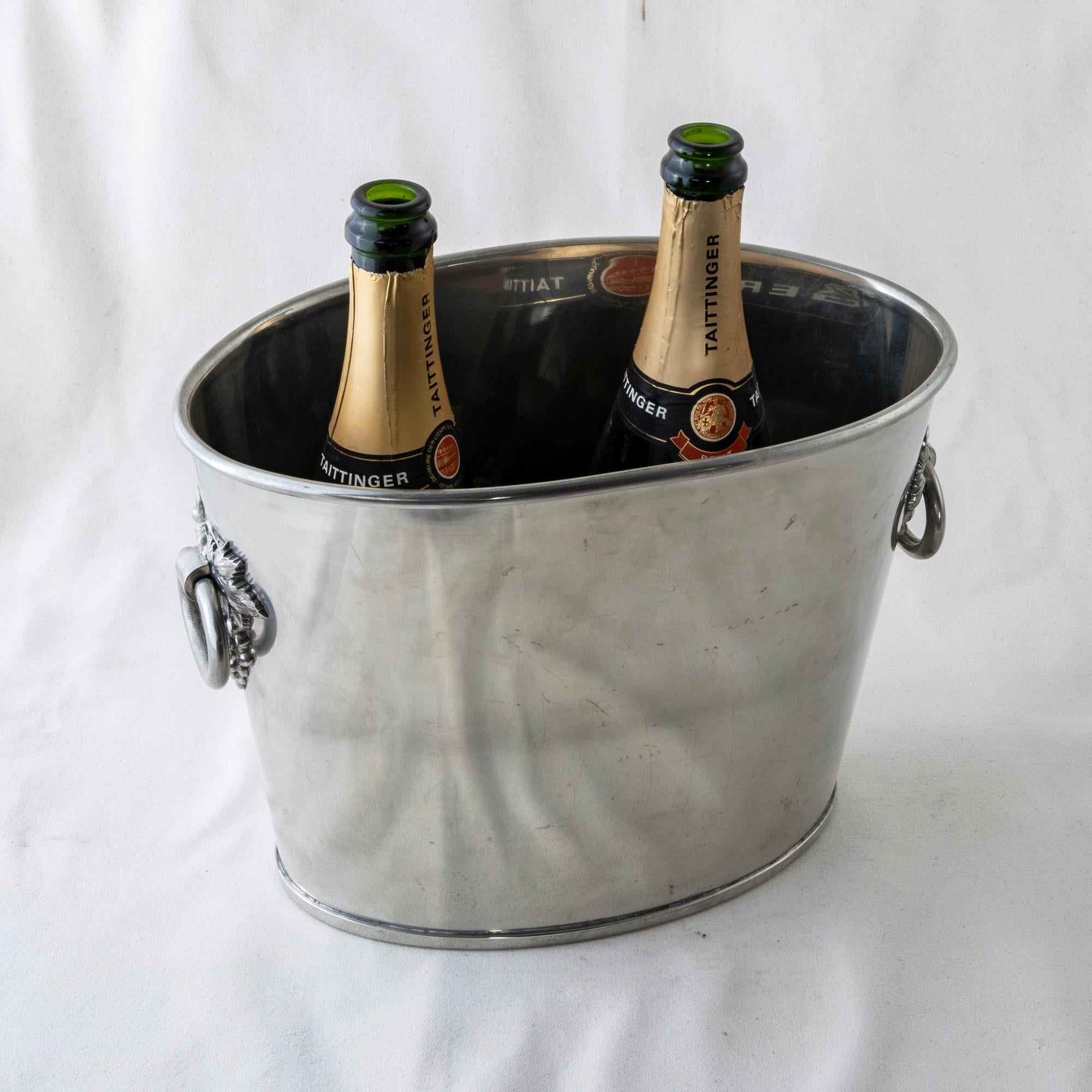Mid-20th Century French Silver Plate Champagne Bucket with Grape Handles 5
